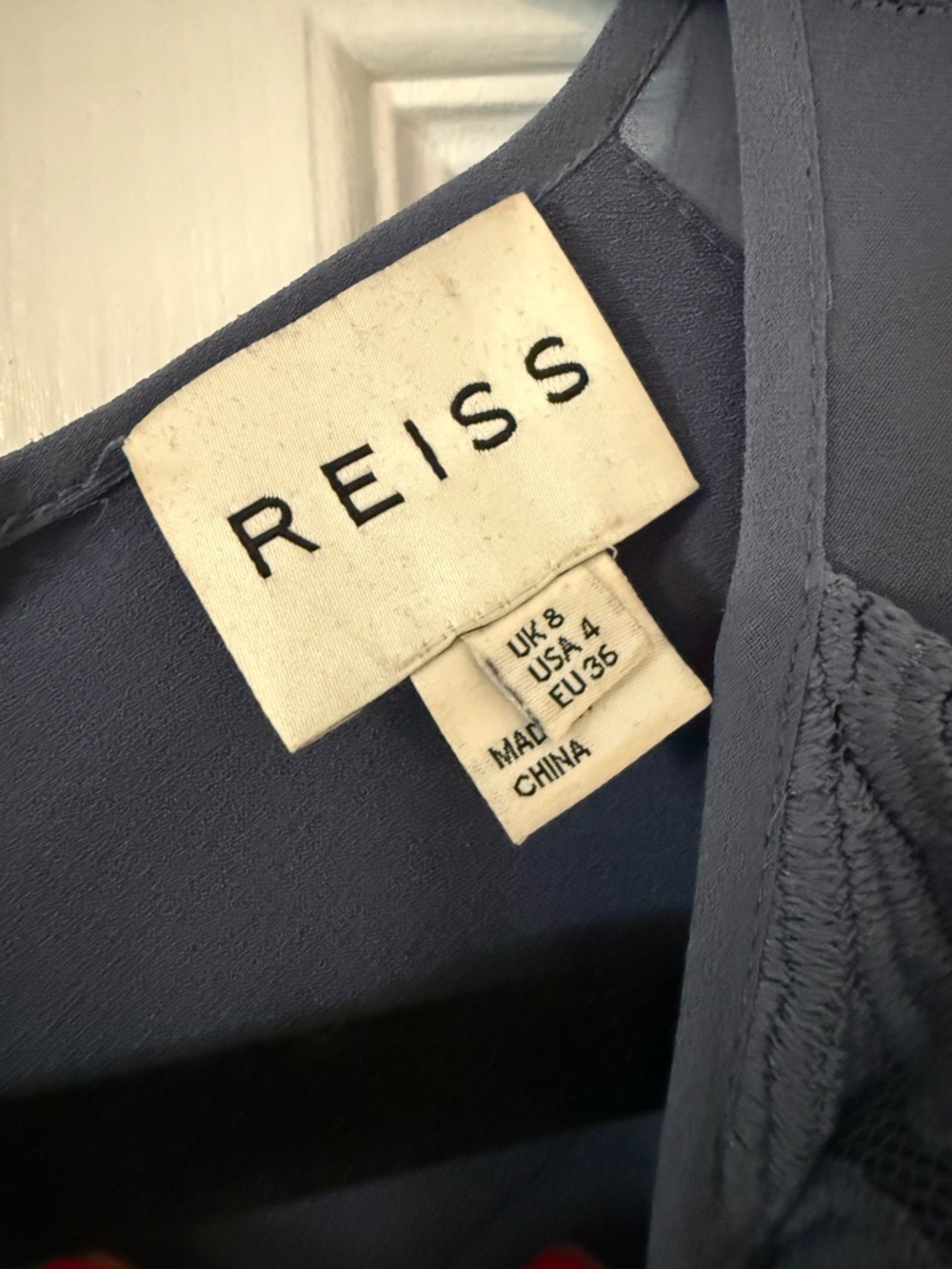 Reiss Slate Blue Lace-Trim Dress - Picture 3 of 3